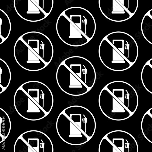 No fuel seamless pattern isolated on black background
