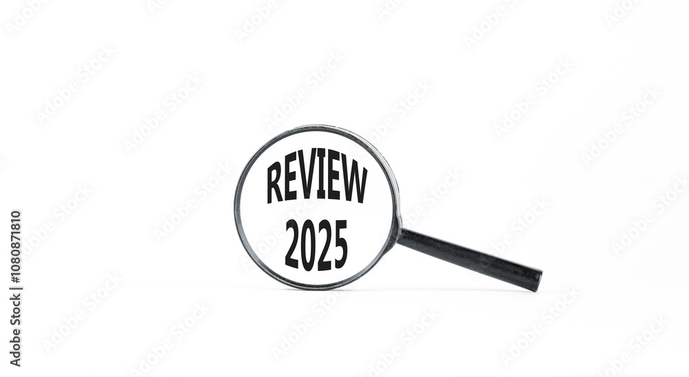 Planning review 2025 new year symbol. Concept words Review 2025 on beautiful white paper in magnifying glass. Beautiful white paper background. Business review 2025 new year concept. Copy space. Planning review 2025 new year symbol. Concept words Review 2025 on beautiful white paper in magnifying glass. Beautiful white paper background. Business review 2025 new year concept. Copy space.