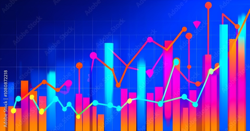 A dynamic graph with fluctuating data points in vibrant colors, symbolizing real-time AI data analysis A dynamic graph with fluctuating data points in vibrant colors, symbolizing real-time AI data analysis