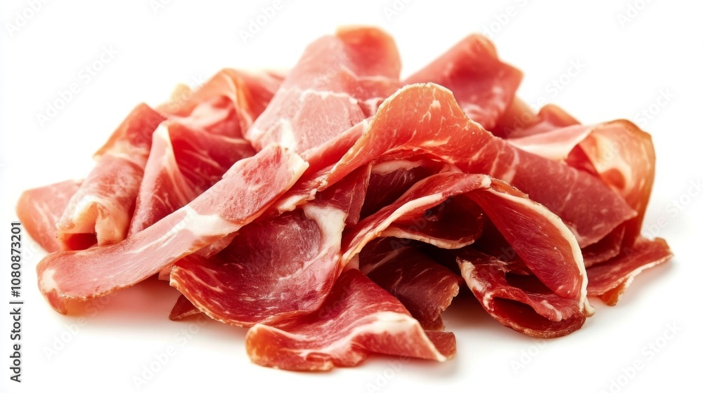 Close-up of Sliced Cured Ham: A Delectable Appetizer Close-up of Sliced Cured Ham: A Delectable Appetizer