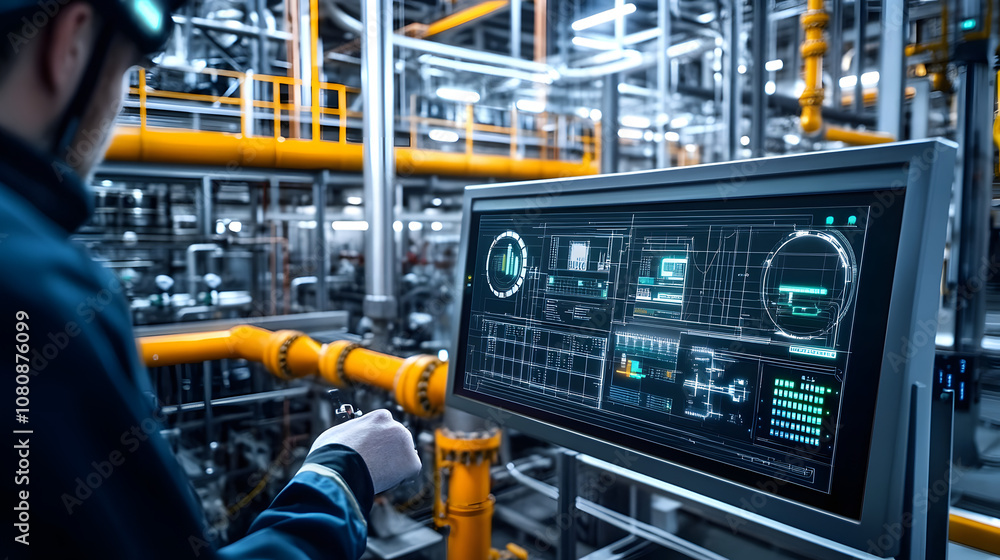 Naklejka premium Condition monitoring tools provide instant insights into efficiency and performance metrics within contemporary industrial environments.