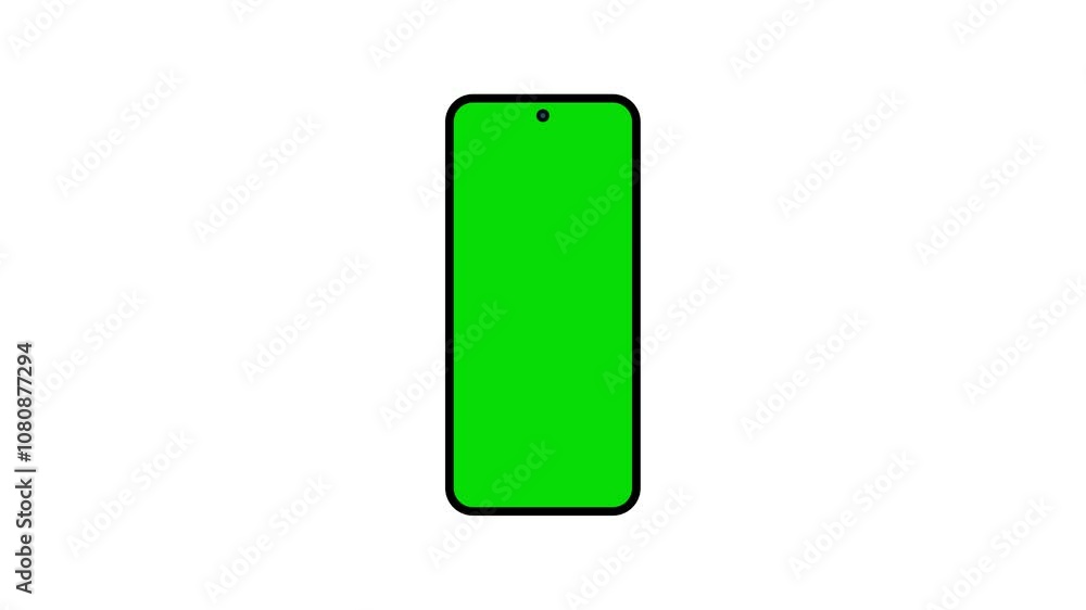 Smartphone with green screen on white background Smartphone with green screen on white background