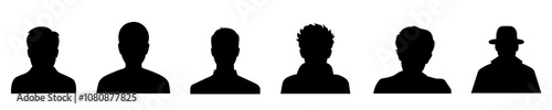 Men avatar silhouette ,Set of men heads,Male heads icon vector 