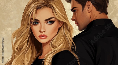 blonde girl next to man .Generative AI