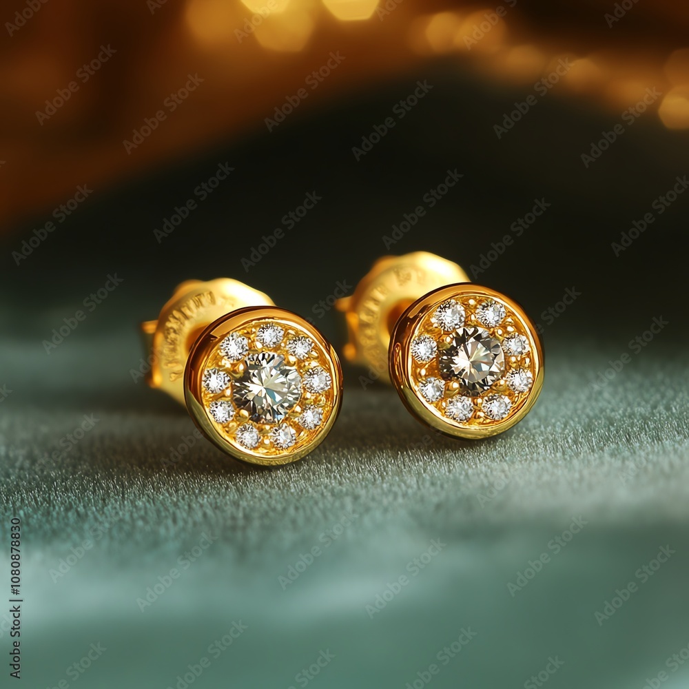 Elegant gold earrings with sparkling embellishments Elegant gold earrings with sparkling embellishments