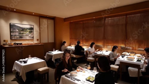Serene interior of a high-end Japanese restaurant, featuring elegant decor and a welcoming atmosphere for omakase enthusiasts.