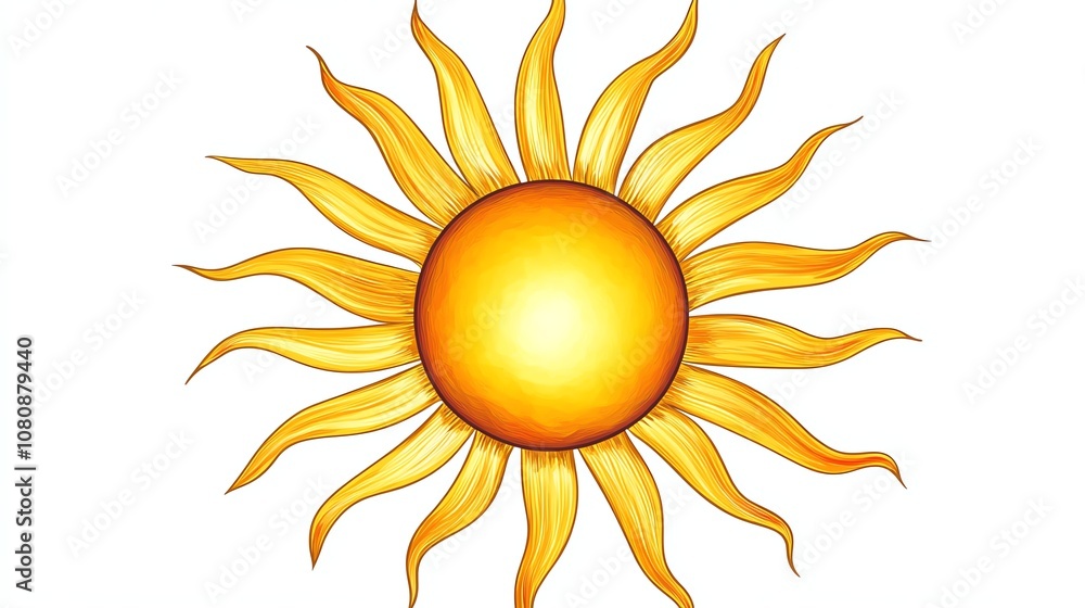 Sun illustration, white isolate background Sun illustration, white isolate background