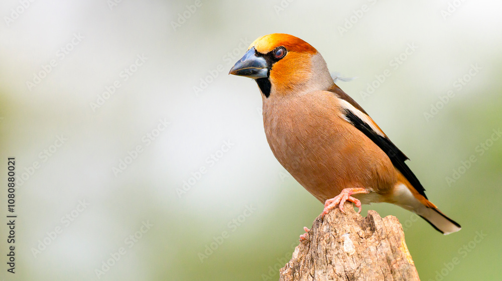 Hawfinch, Coccothraustes occothraustes, Mediterranean Forest, Castilla y Leon, Spain, Europe Hawfinch, Coccothraustes occothraustes, Mediterranean Forest, Castilla y Leon, Spain, Europe