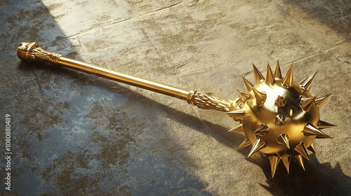 Golden mace prop, white isolate background photo