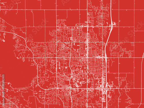 Christmas Map of Ankeny  Iowa, USA in Snowy White on Festive Red Background.