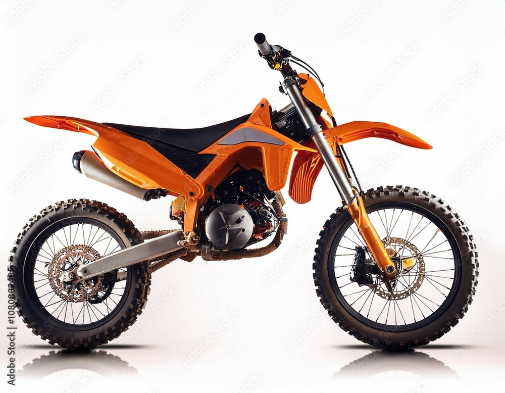 an orange dirt bike with black wheels an orange dirt bike with black wheels