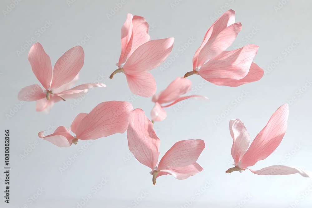 Delicate Pink Petals Floating in Air: A Close-Up Photography of Nature's Beauty Delicate Pink Petals Floating in Air: A Close-Up Photography of Nature's Beauty