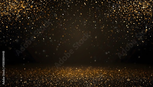 Wallpaper Mural A dark background with a lot of gold glitter falling. A sparkly gold floor.

 Torontodigital.ca