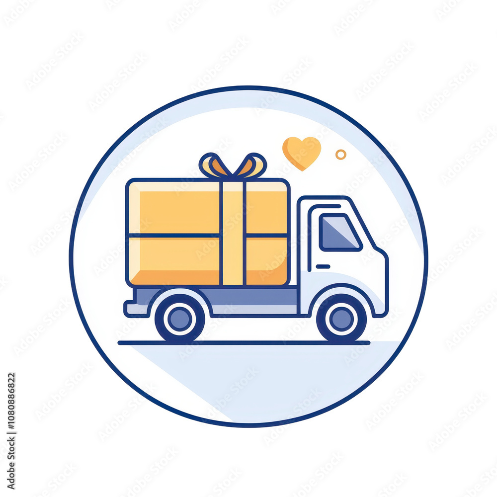 A simple illustration of a delivery truck carrying a large gift box, symbolizing shipping and festive surprises. A simple illustration of a delivery truck carrying a large gift box, symbolizing shipping and festive surprises.