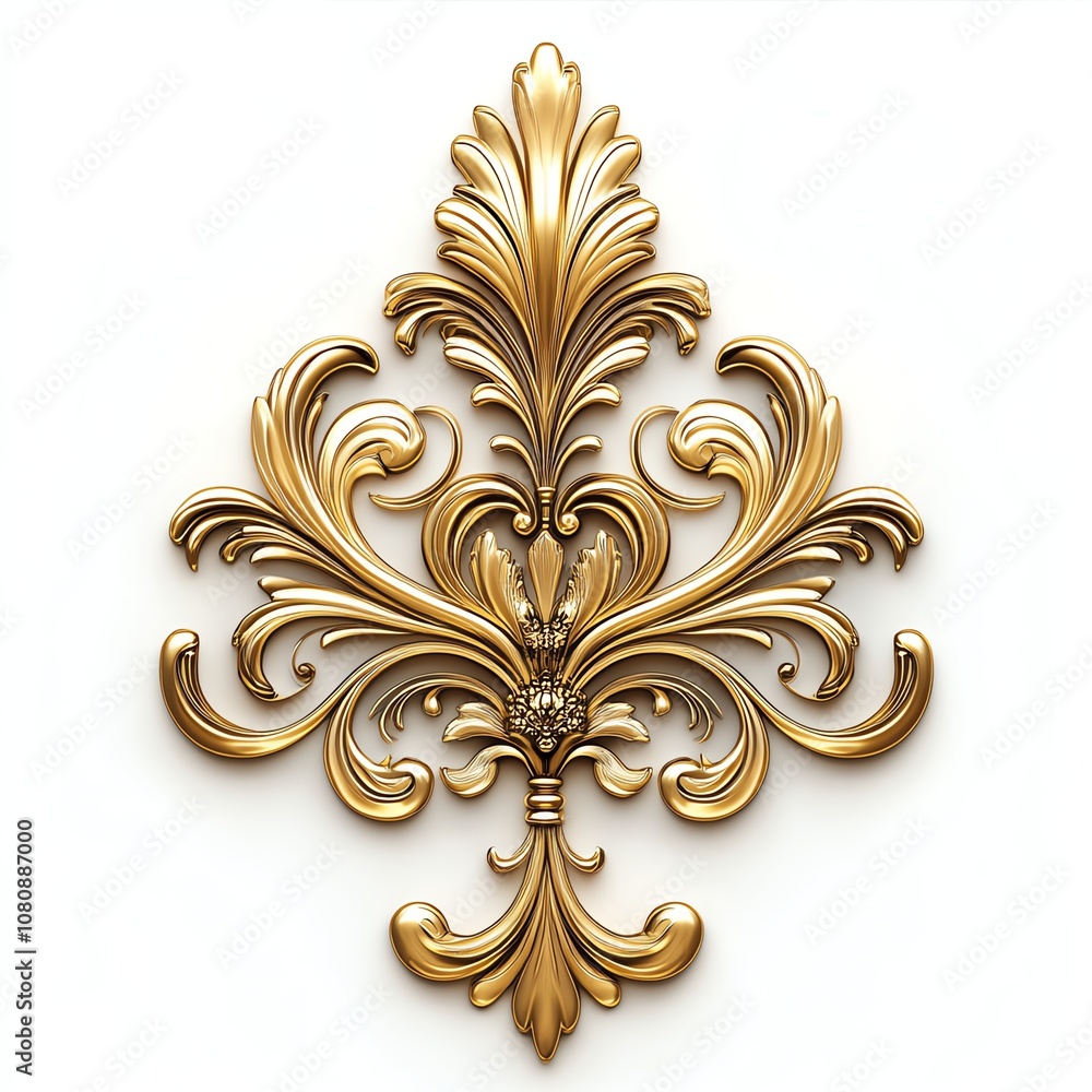 Golden ornamental design on white background Golden ornamental design on white background