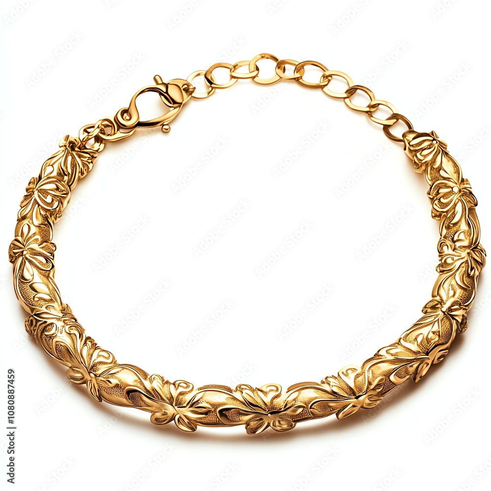 Elegant gold bracelet with floral design. Elegant gold bracelet with floral design.