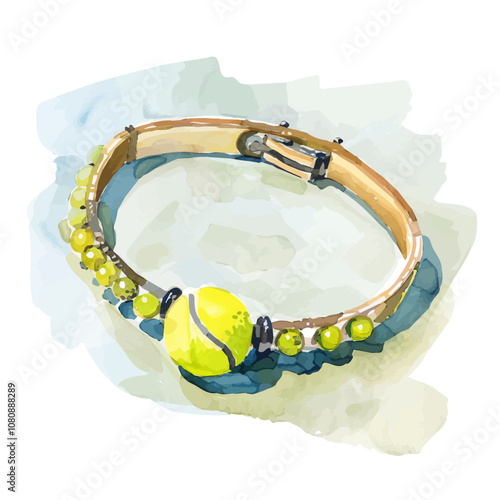 A watercolor of a Tennis Bracelet, isolated on a white background. Tennis Bracelet vector.