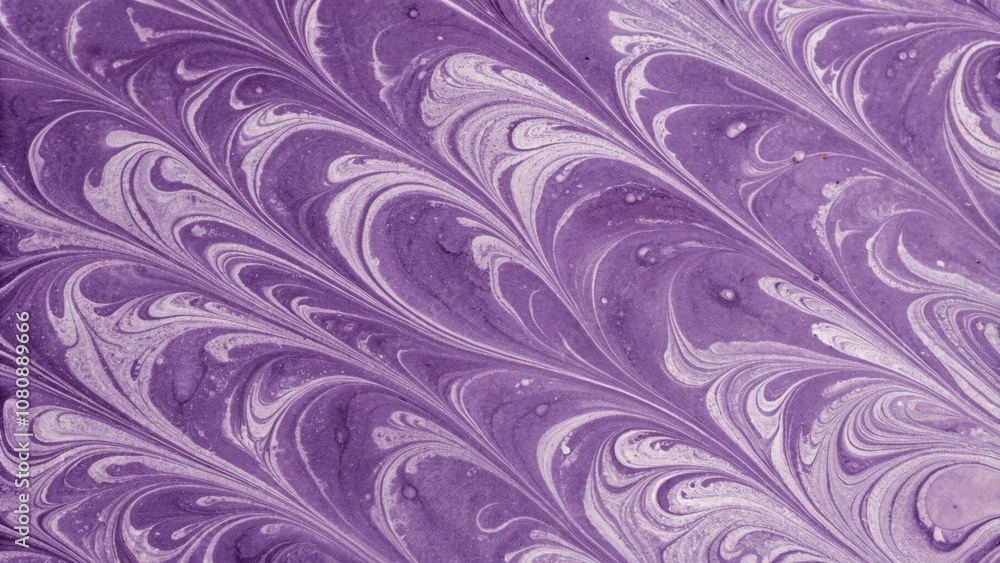 A rich, abstract purple paint background with intricate marble pattern featuring swirling shapes and organic forms, opulence, interior design