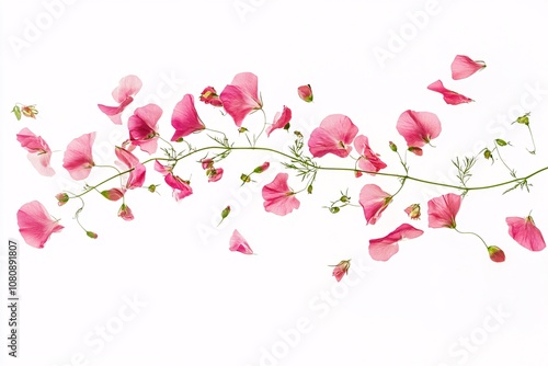 Wallpaper Mural Pink Flower Petals on a White Background: Delicate Floral Beauty Torontodigital.ca