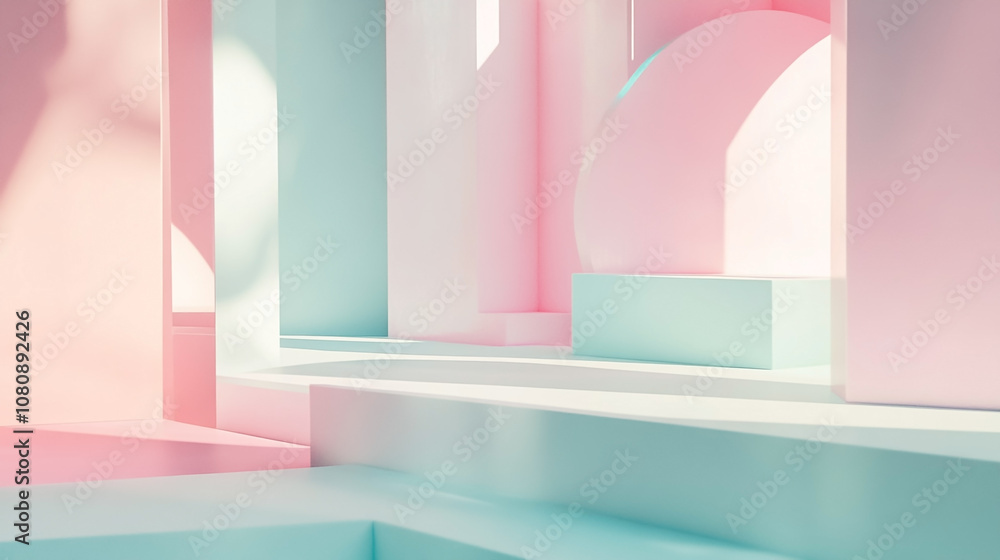 3D blue and pink realistic podium background 3D blue and pink realistic podium background