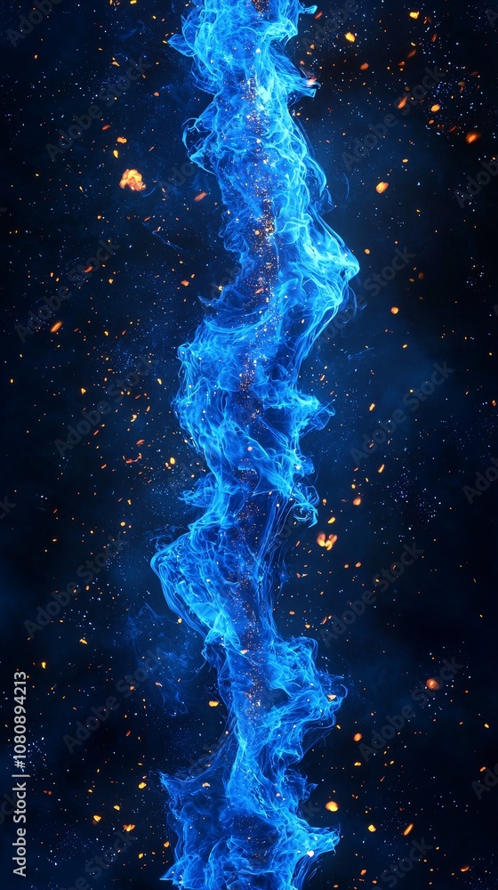 A mesmerizing blue smoke trail dances through a cosmic backdrop, creating a sense of intrigue and wonder in the vast universe. A mesmerizing blue smoke trail dances through a cosmic backdrop, creating a sense of intrigue and wonder in the vast universe.