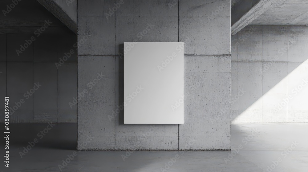 Mockup of a vertical blank billboard on smooth concrete lit artificially Mockup of a vertical blank billboard on smooth concrete lit artificially