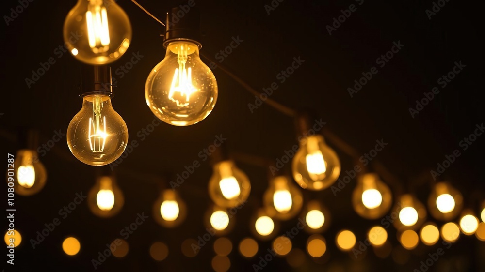 A series of light bulbs in a row, creating a soft and gentle glow that simulates the stars in the night sky, atmosphere, serene, ambiance A series of light bulbs in a row, creating a soft and gentle glow that simulates the stars in the night sky, atmosphere, serene, ambiance