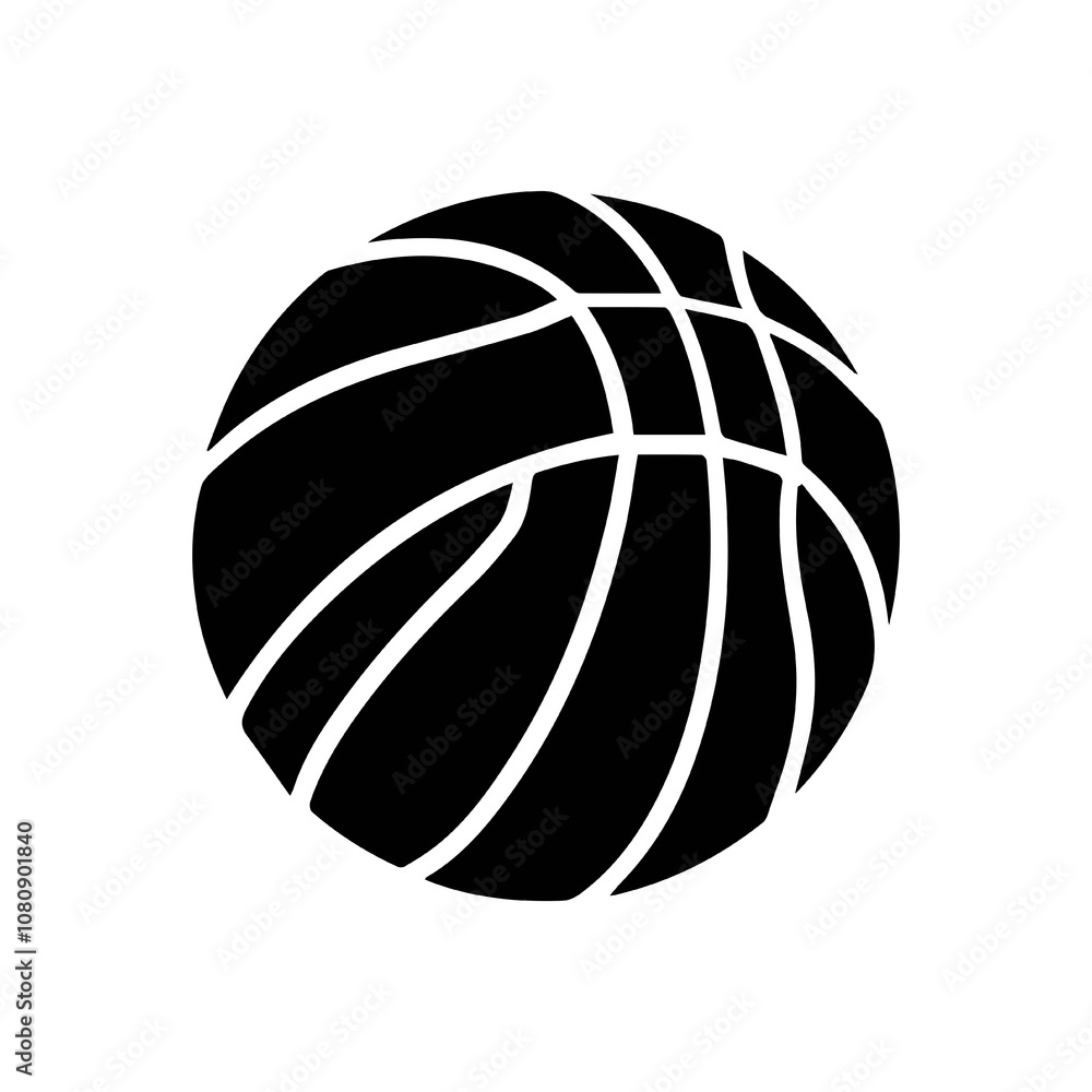 A vector silhouette image of a basketball icon and a white background A vector silhouette image of a basketball icon and a white background