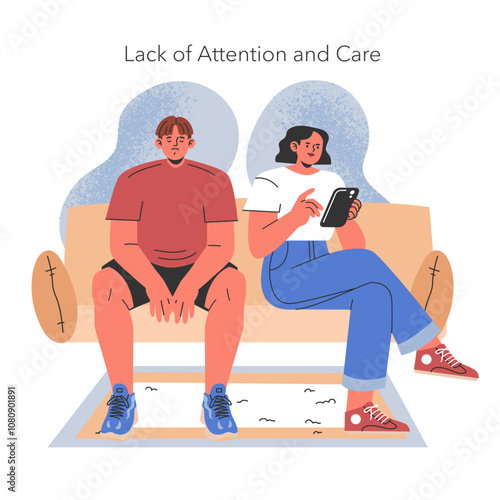 Reasons For Men Cheating. Flat Vector Illustration