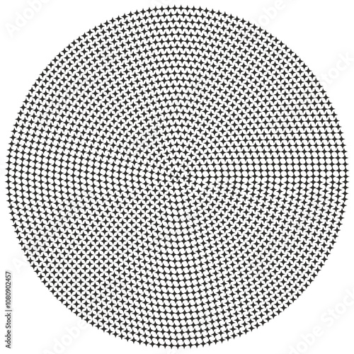 Optical illusion backdrop with circular pattern of stars, creating a mesmerizing visual effect