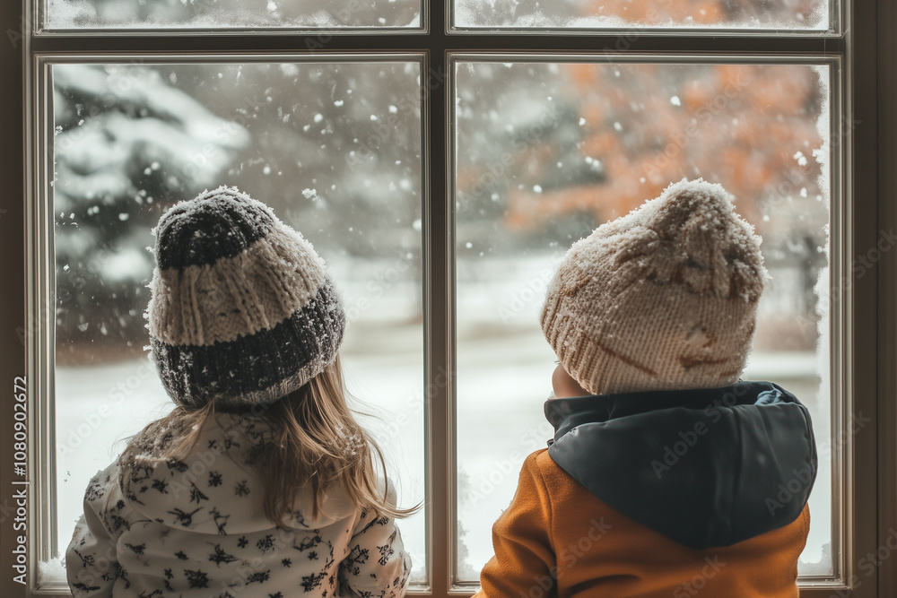 Watching the First Snowflakes Fall as the World Transforms Into a Winter Wonderland From a Cozy Room Filled With Anticipation