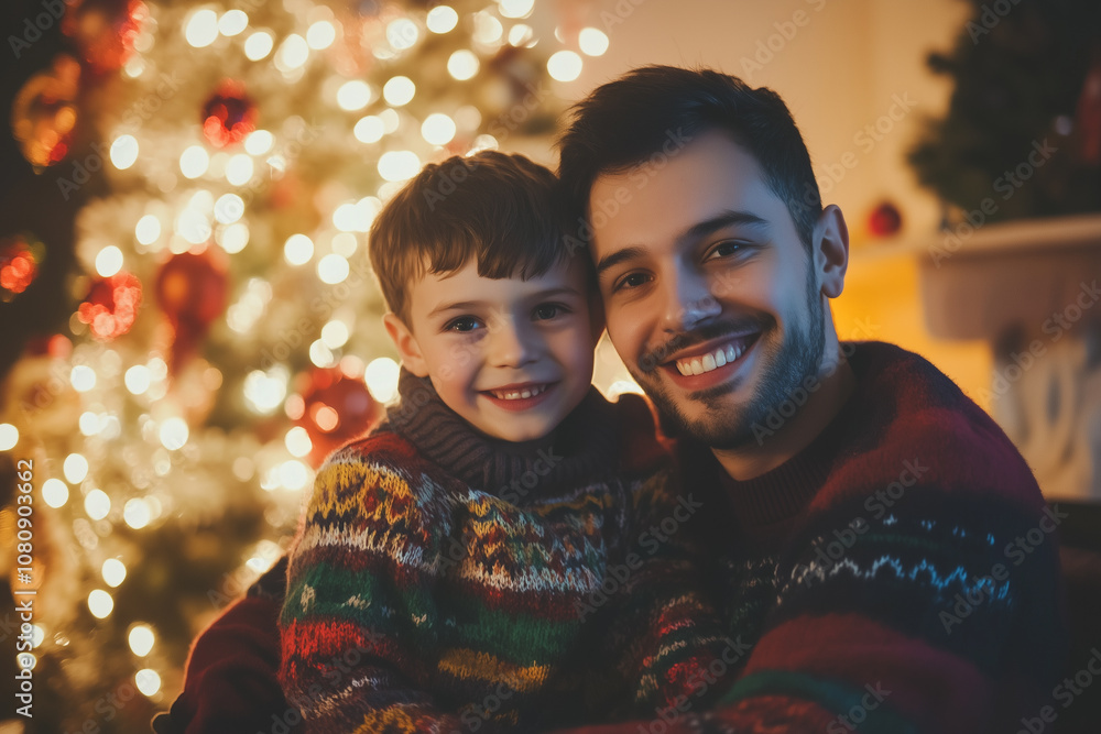 A Joyful Family Celebrates Christmas Eve With Warmth, Laughter, and Colorful Sweaters During a Festive Evening at Home