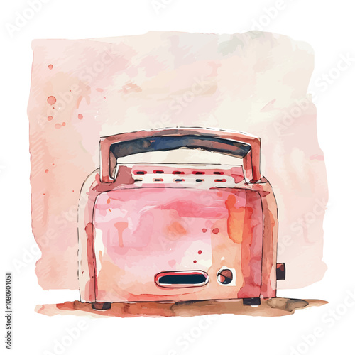 A watercolor illustration of a Toaster, isolated on a white background. Toaster vector.