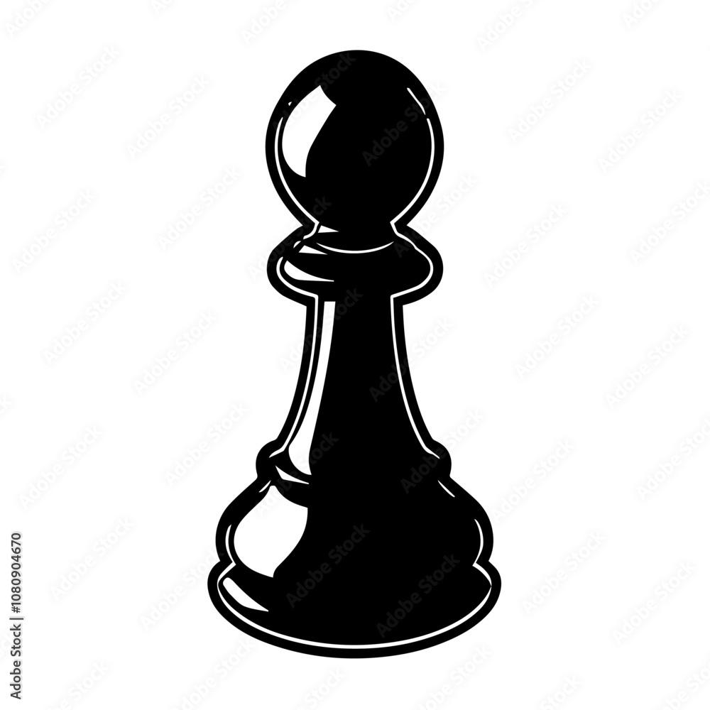 Vector illustration of a chess piece pawn in flat style on a white background. Vector illustration of a chess piece pawn in flat style on a white background.