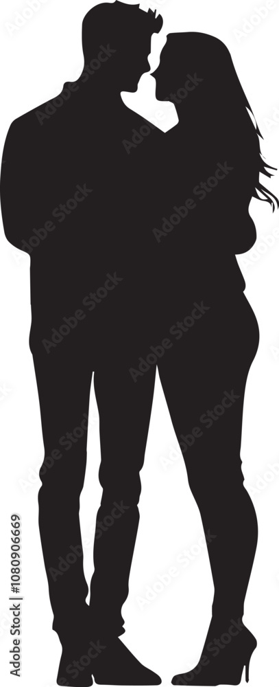 Couple Standing silhouette on white background graphic vector Couple Standing silhouette on white background graphic vector