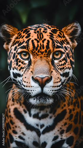 Close-Up Portrait of a Jaguar with Intense Gaze