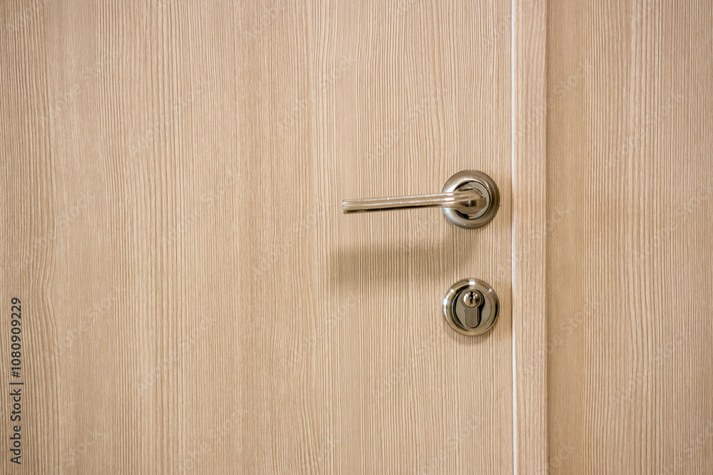 the door handle and lock on the white door the door handle and lock on the white door