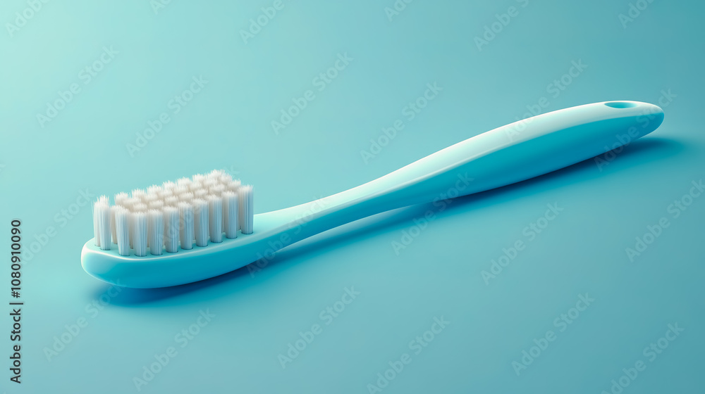 3D image of a toothbrush on a soft blue background. 3D image of a toothbrush on a soft blue background.