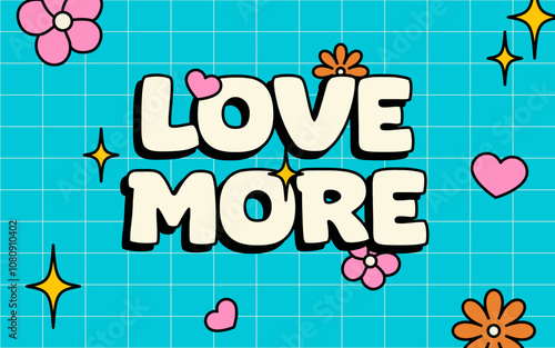 groovy love more editable text effect psychedelic for poster, t-shirt, logo, sticker