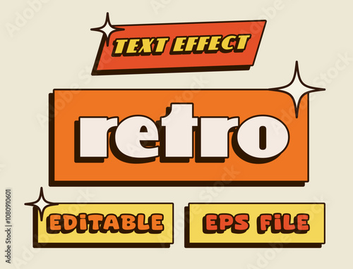 retro groovy style editable text effect type for poster, logo, title, t-shirt, merchandise