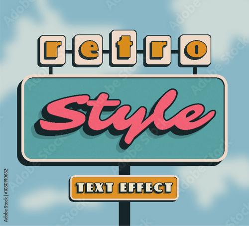 retro style board sign editable text effect type for poster, logo, title, t-shirt, merchandise