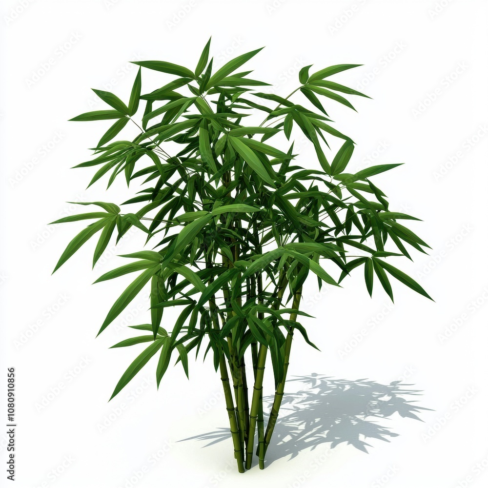 Lush Green Bamboo Plant in a Bright Studio Setting Showcasing Elegant Leaves and Sturdy Stems Perfect for Natural Decor and Garden Inspiration