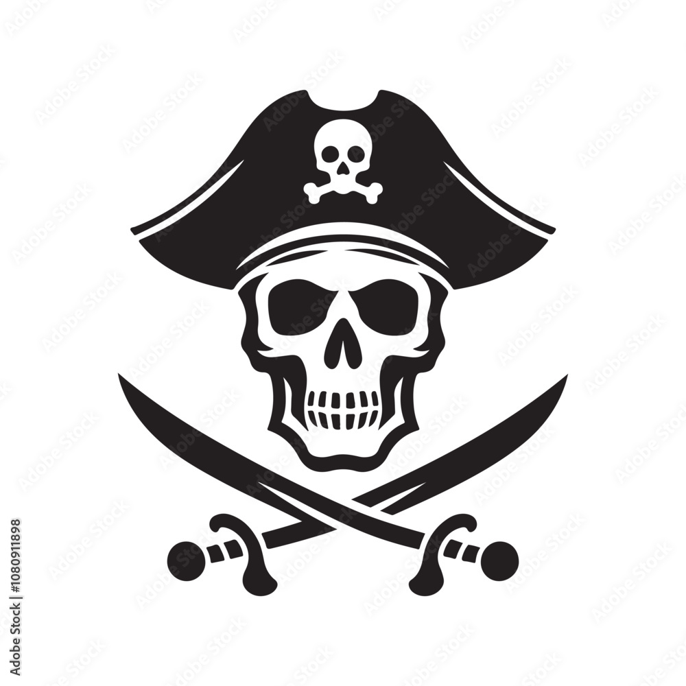 Old Skull Pirate Silhouette Vectors – Perfect for Nautical & Pirate Themes Old Skull Pirate Silhouette Vectors – Perfect for Nautical & Pirate Themes