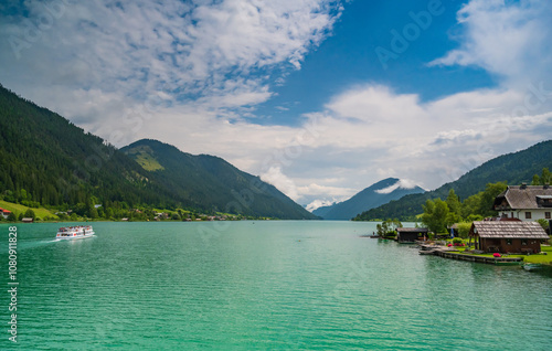 Blick auf den Weissensee nach Osten, Kärnten, Österreich