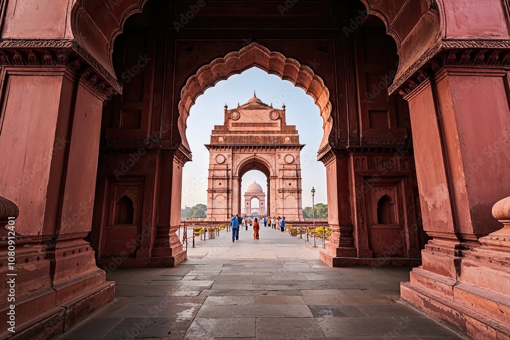 Fototapeta premium Isolated Architectural View of India's Famous City Gate in Daylight