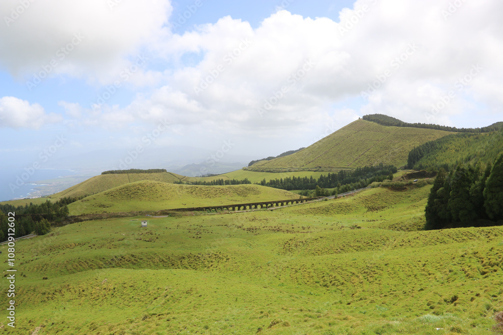 Fototapeta premium landscape with hills and blue sky