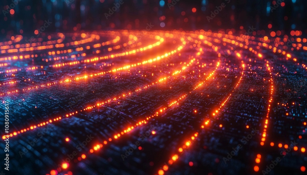 Fototapeta premium Quantum Encryption for Next-Level Security, quantum computer generating complex encryption algorithms, with virtual particles representing data protection