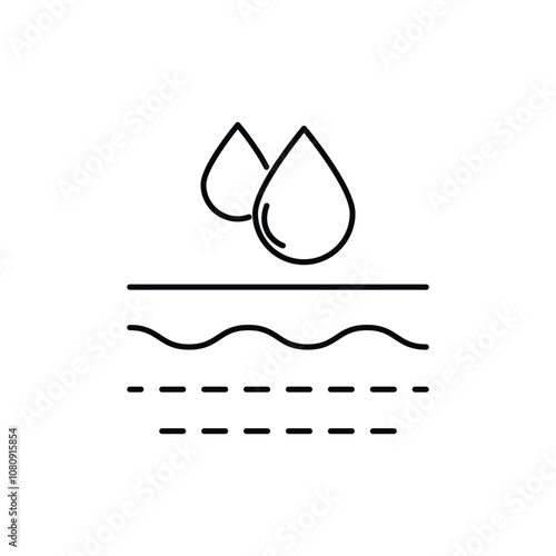Moisture Skin Concept Line Icon. Moisturizing Face and Body Skin Linear Pictogram. Skin Layer Absorb Water Drop Outline Icon. Anti Dry Skincare. Editable