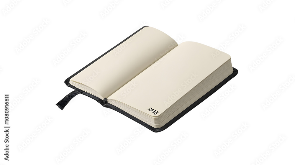 Notebook labeled 'New Year’s Resolutions 2025' on a plain white background, no shadows Notebook labeled 'New Year’s Resolutions 2025' on a plain white background, no shadows