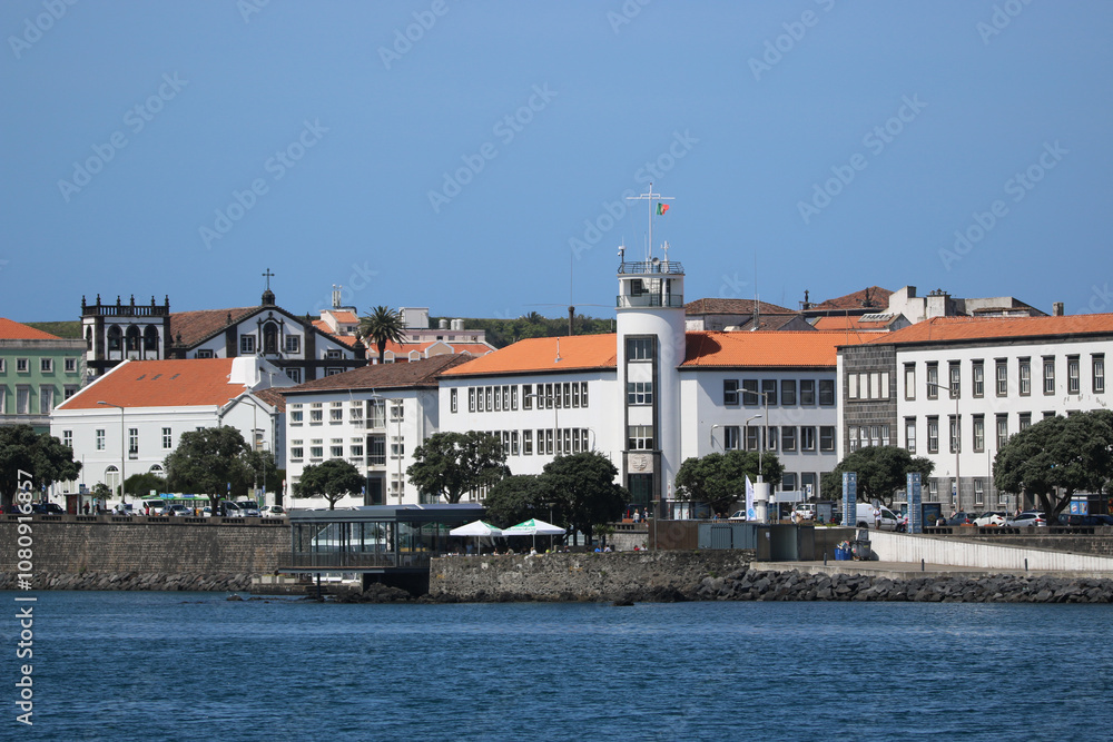 Fototapeta premium View of Ponta Delgada from the Ocean